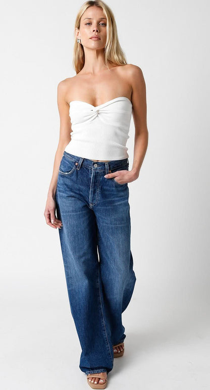 Becca White Twist Knot Tube Top