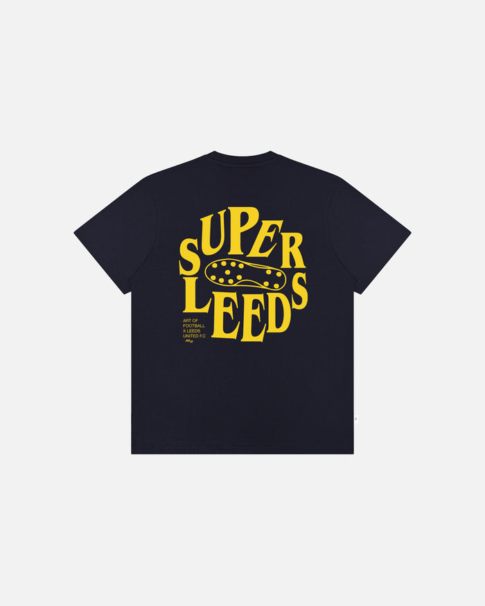 ART OF x Leeds Super Leeds Tee | LUFC Navy Graphic Football T-shirt