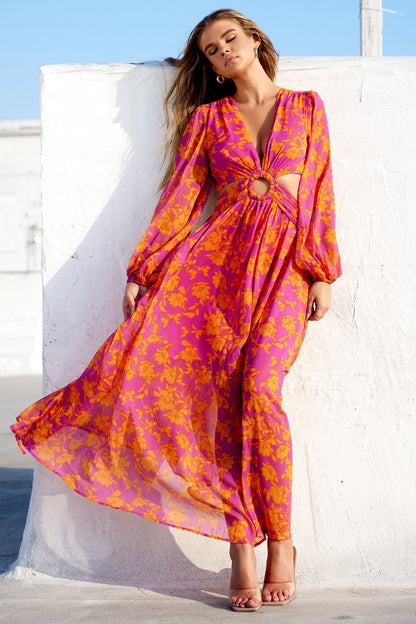 Swift Maxi Dress - Pink Orange