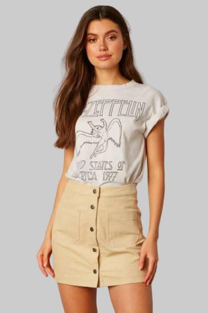 Amy Tan Corduroy Button-Up Mini Skirt