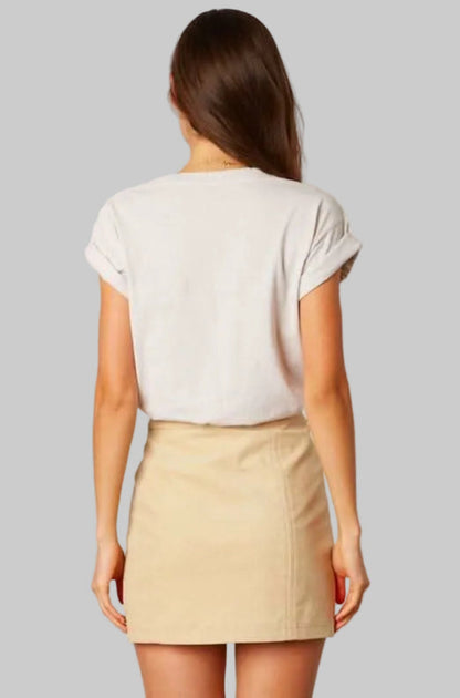 Amy Tan Corduroy Button-Up Mini Skirt