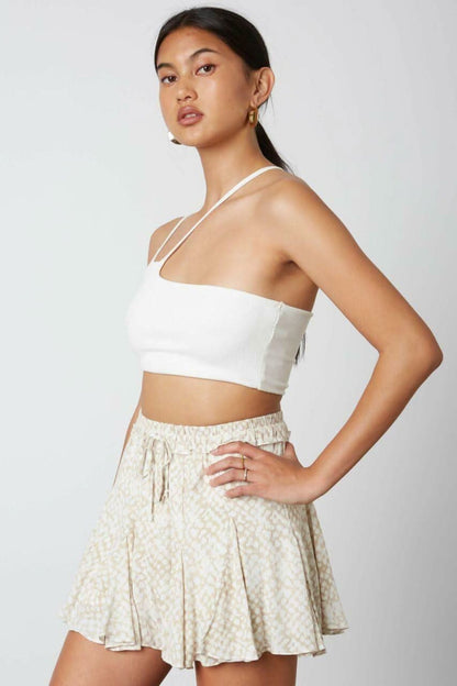 By The Sea Tan and White Print Shorts