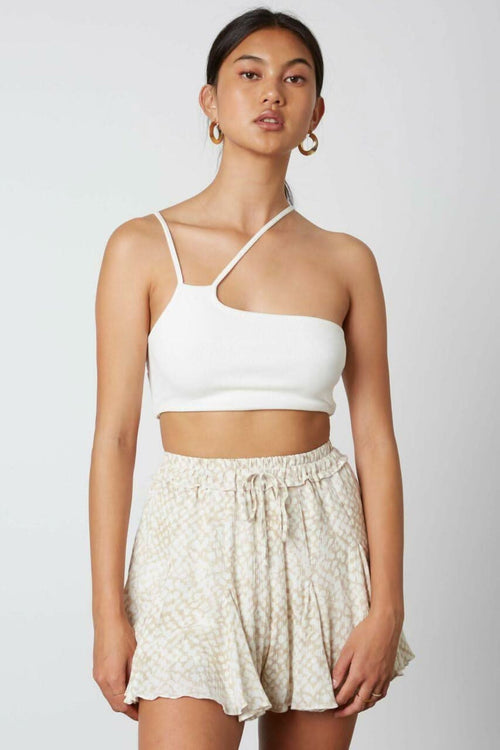 By The Sea Tan and White Print Shorts