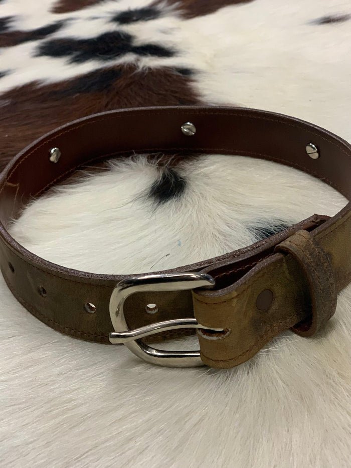 Texas Leather MFG Kid's Tan Leather Bronco Detail Western Belt 515082T-Painted Cowgirl Western Store