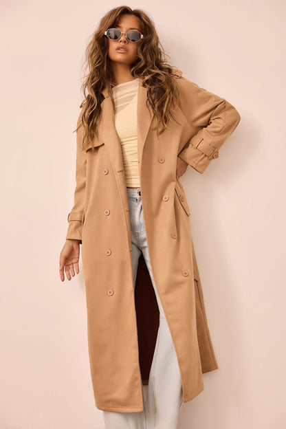 The Penny Vegan Suede Trench Coat - Tan