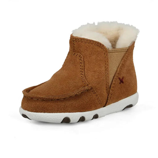 Twisted X Infant and Toddler Tan Suede Fleece Lined Baby Driving Moc Shoe ICA0021-Painted Cowgirl Western Store
