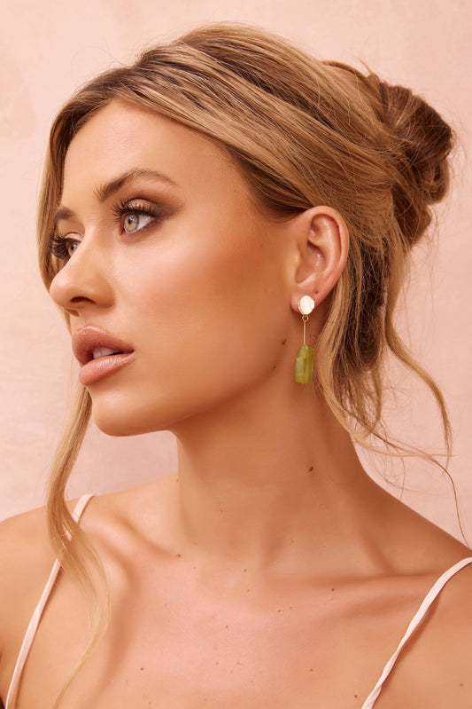 Verdant Whispers Earrings - Olive