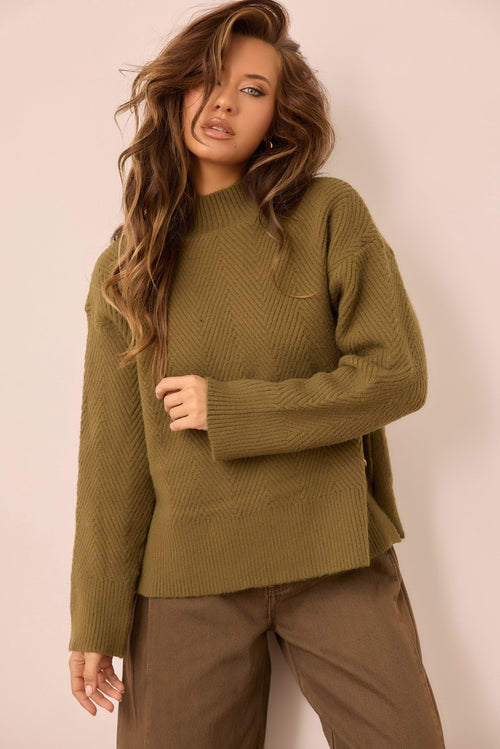Washed Ashore Knit Sweater - Olive