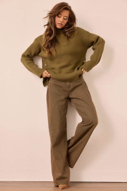 Washed Ashore Knit Sweater - Olive