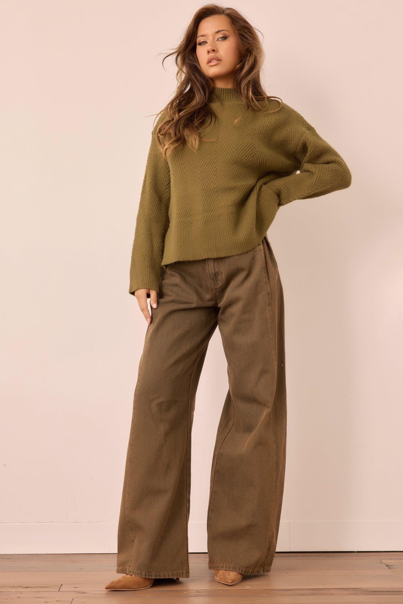 Washed Ashore Knit Sweater - Olive