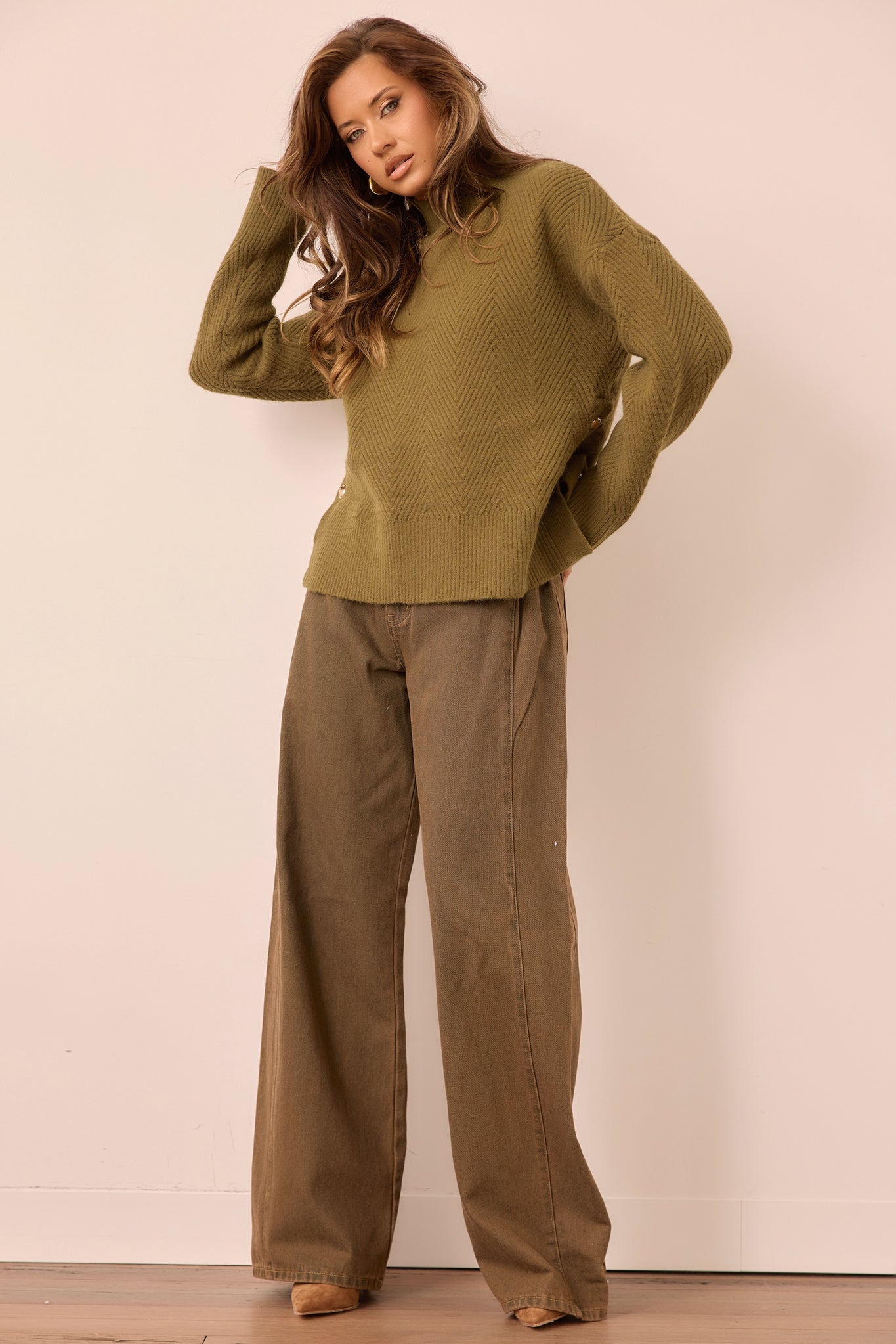 Washed Ashore Knit Sweater - Olive