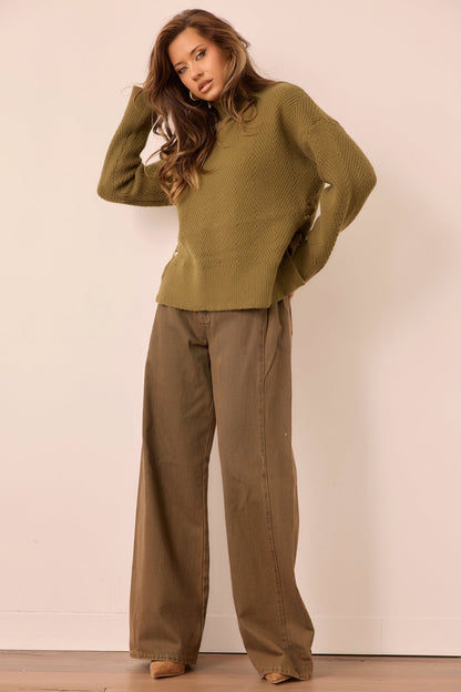 Washed Ashore Knit Sweater - Olive