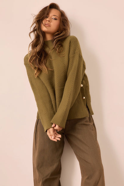 Washed Ashore Knit Sweater - Olive