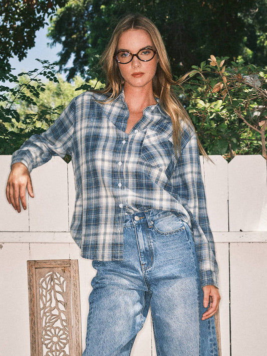 WASHED COTTON PLAID SHIRT