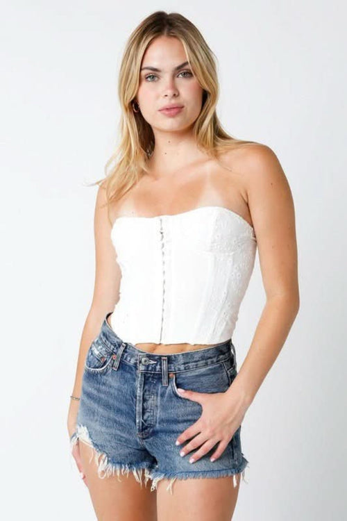 Amalfi White Eyelet Bustier Crop Top