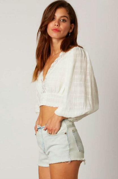 Lola White Lace Crop Top