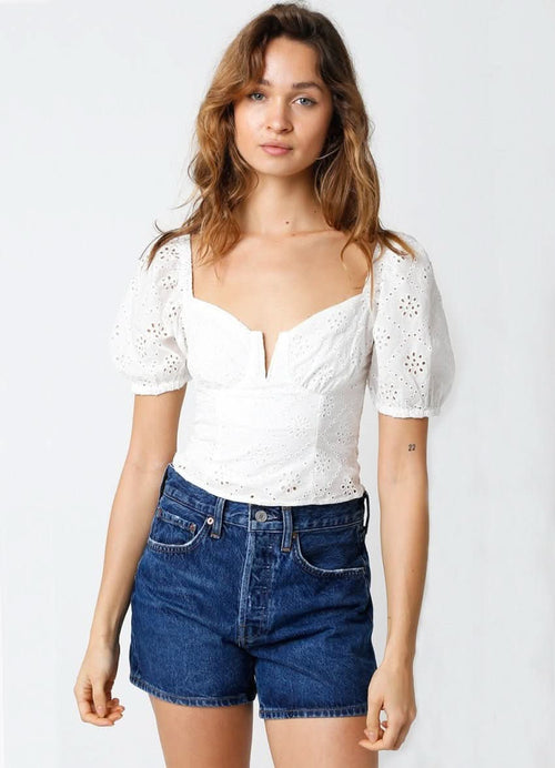 Carter White Eyelet Puff Sleeve Top
