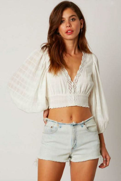 Lola White Lace Crop Top