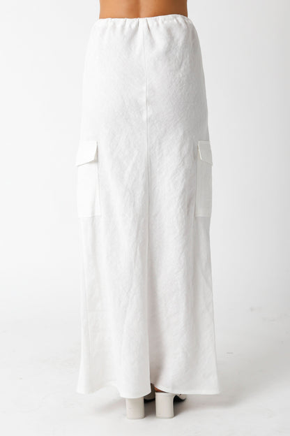 Kaia White Linen Cargo Maxi Skirt