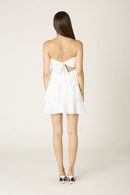 Charlotte White Strapless Ruffle Mini Dress