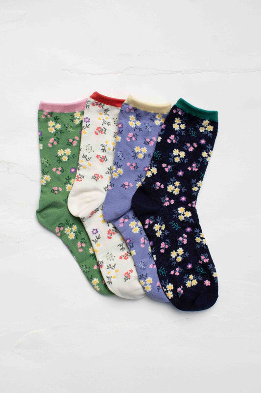 Wildflower Cotton Crew Socks