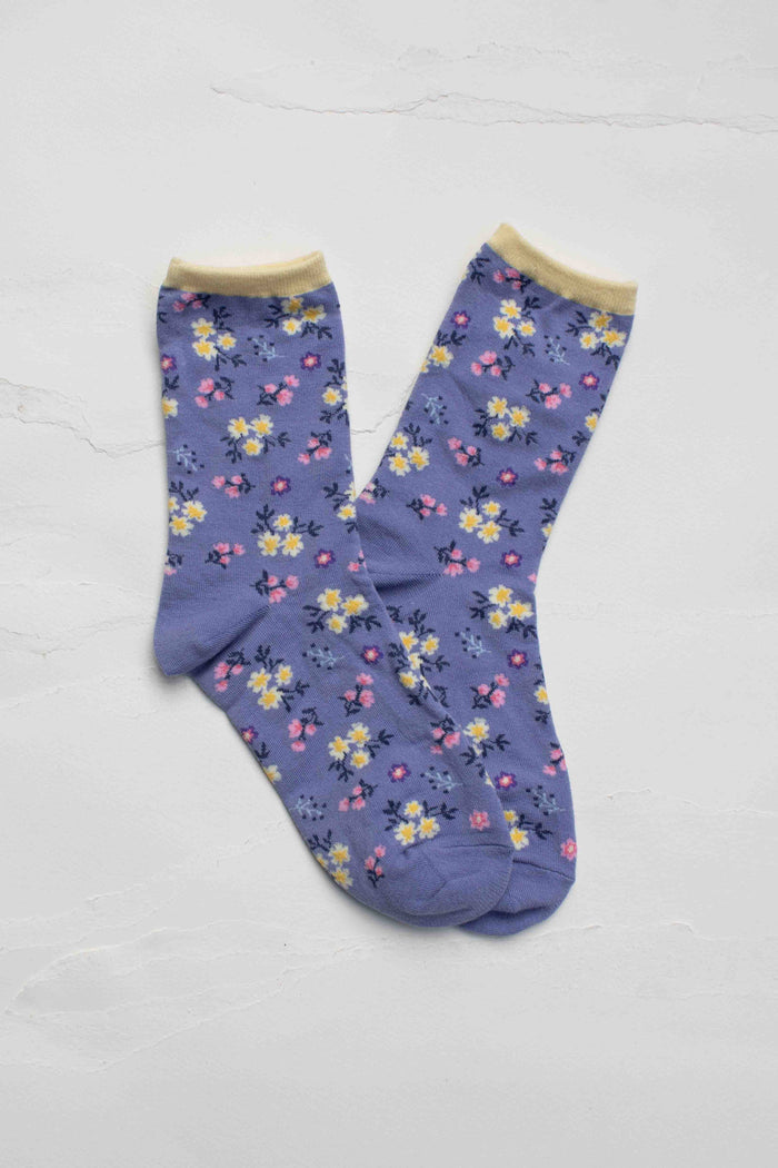 Wildflower Cotton Crew Socks