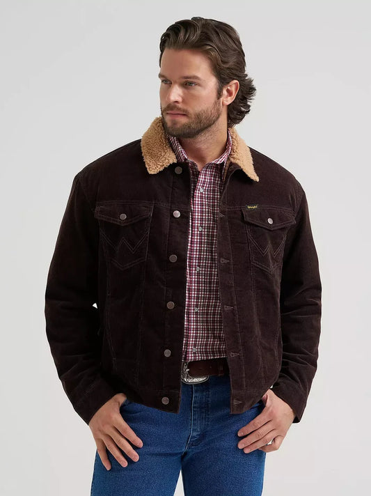 Wrangler Cowboy Cut Men's Brown Corduroy Sherpa Lined Western Jacket 112382099