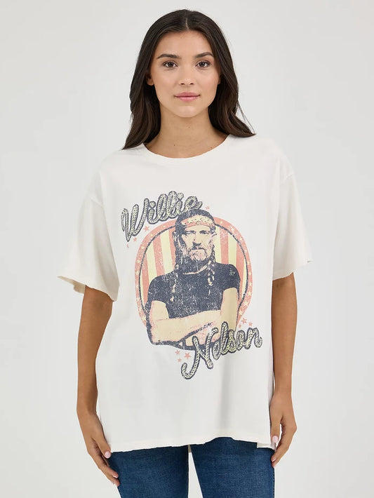 Wrangler Marshmallow Willie Nelson On The Road Again 1979 Oversize Tee 112361042-Painted Cowgirl Western Store