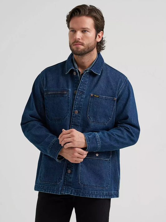 Wrangler Men's Dark Wash Denim Unlined Chore Jacket 112382010