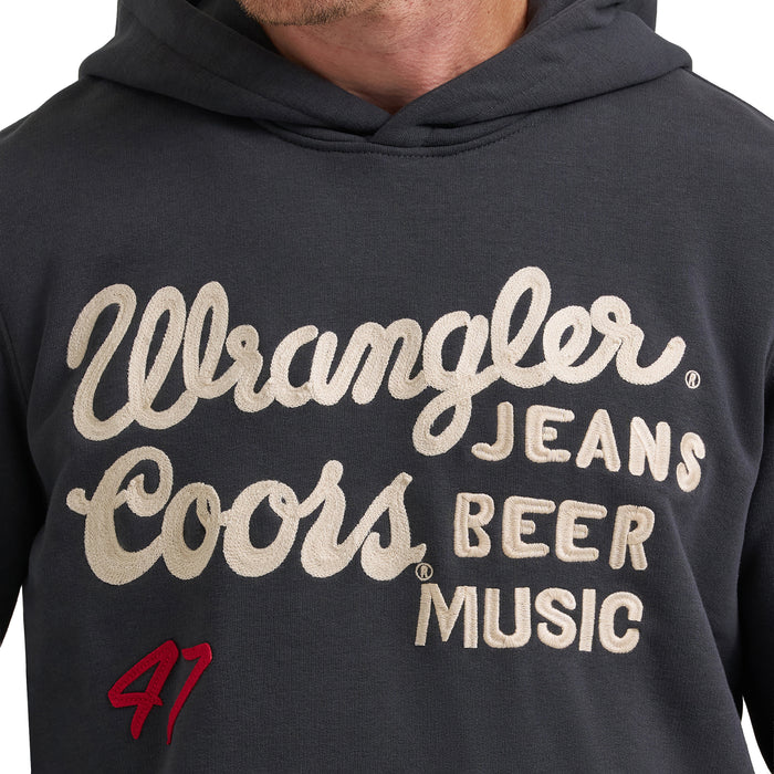 Wrangler x Coors2.0 Unisex Black 'Jeans Beer Music' Embroidered Logo Hoodie 112383039