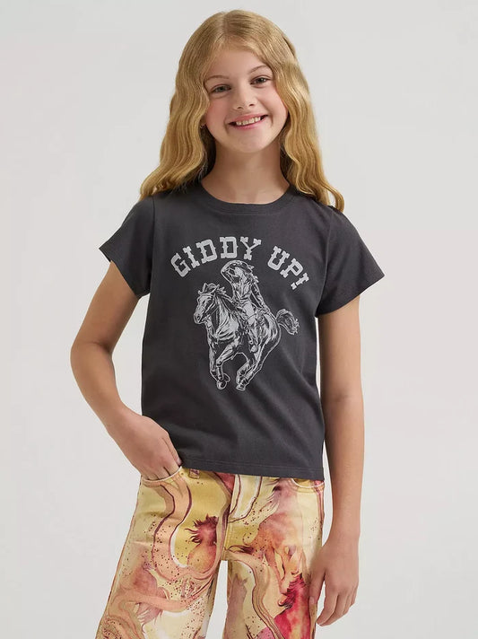 Wrangler X Girl's Lainey Wilson Black 'Giddy Up' Short Sleeve Tee 112382883