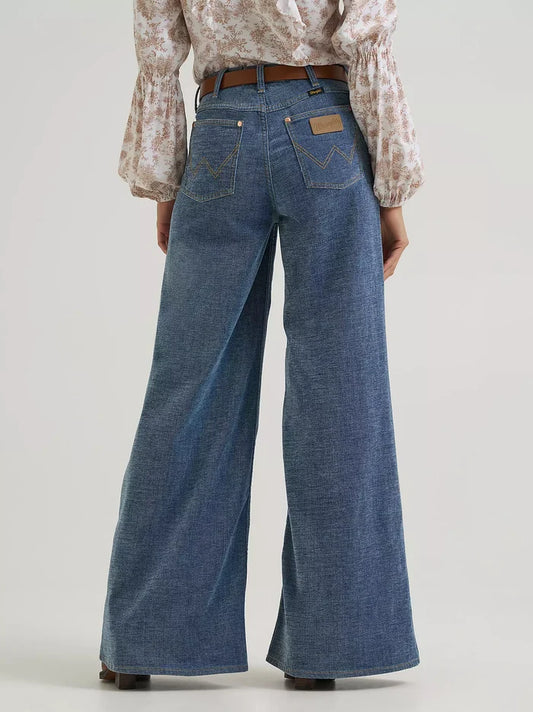Wrangler X Women's Lainey Wilson Indigo High-Rise Chenille Wide Leg Jeans 112382902